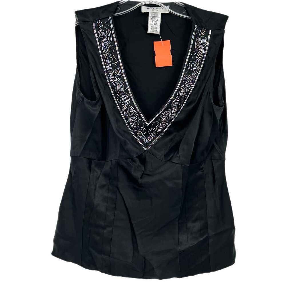 Nine West Black Beaded Tank Top Petite 4P